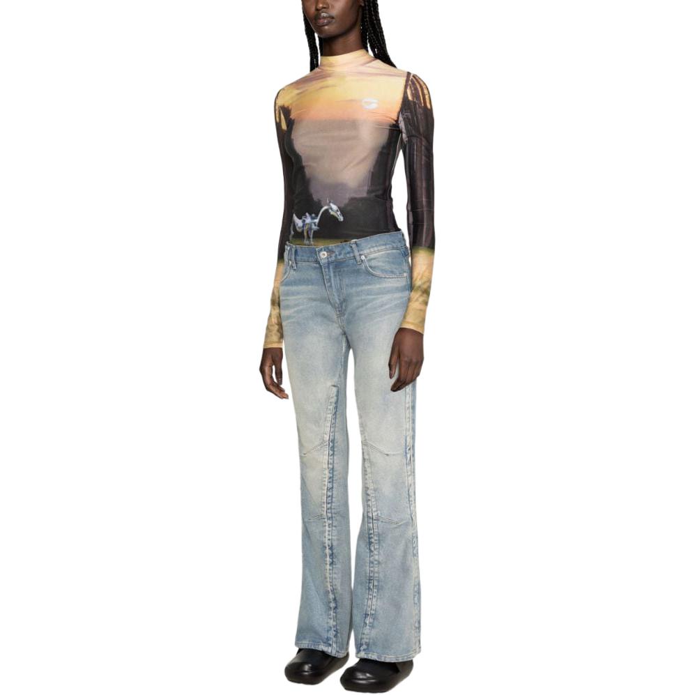 Shop (W) Y/Project YProject Jeans Biru Muda Potongan Lurus Mid-Rise Denim Basuh. WJEAN43S25