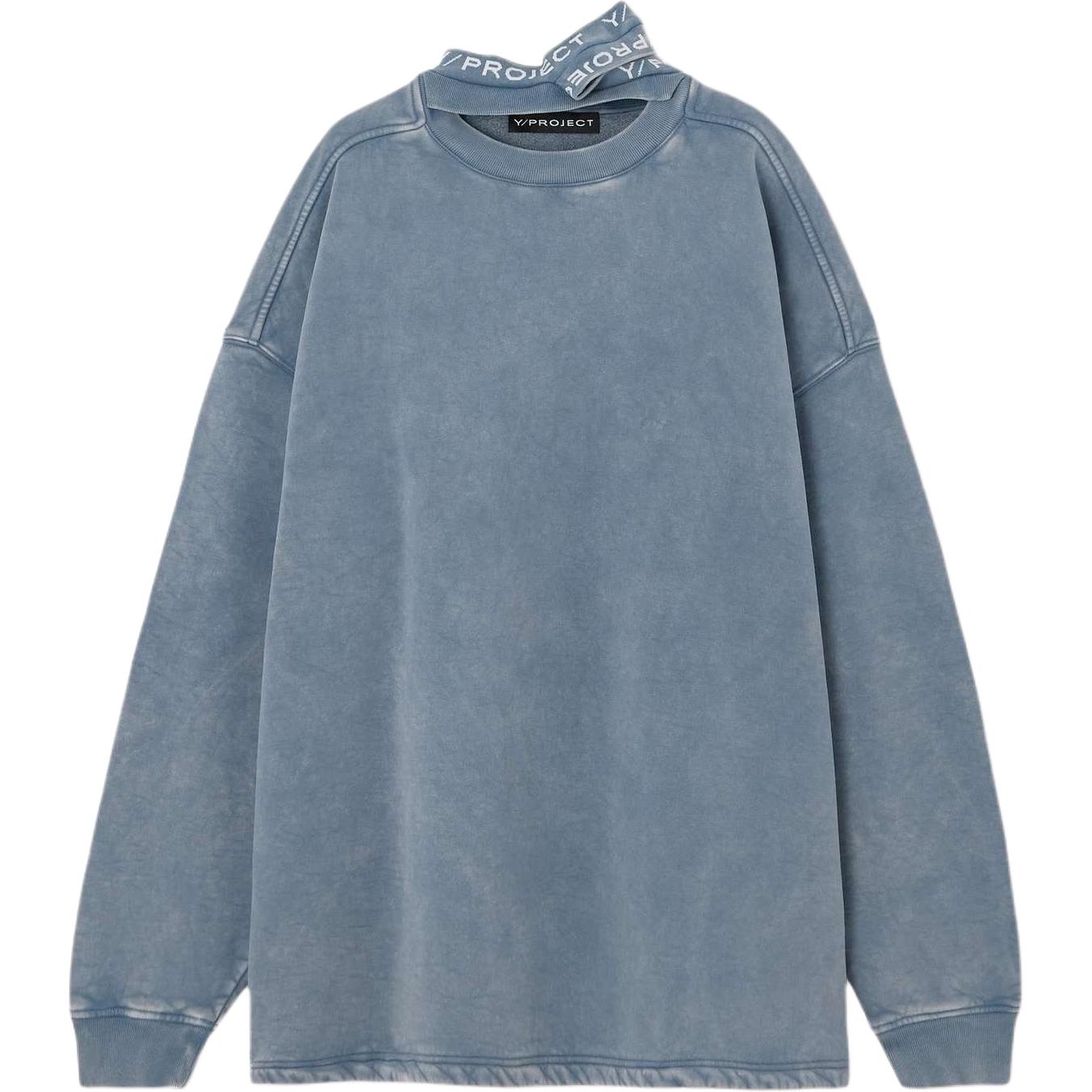 (Women) Y/Project YProject Solid Color Crewneck Long Sleeve Sweatshirt Blue 204SH003-BLUE