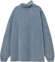 (Women) Y/Project YProject Solid Color Crewneck Long Sleeve Sweatshirt Blue 204SH003-BLUE (Women) Y/Project YProject Solid Color Crewneck Long Sleeve Sweatshirt Blue 204SH003-BLUE