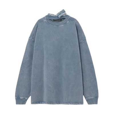 (Women) Y/Project YProject Solid Color Crewneck Long Sleeve Sweatshirt Blue 204SH003-BLUE