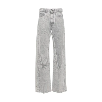 (Women) Y/Project YProject SS24 Grey Straight-Leg Washed Comfort Denim Jeans 107PA003-GREY