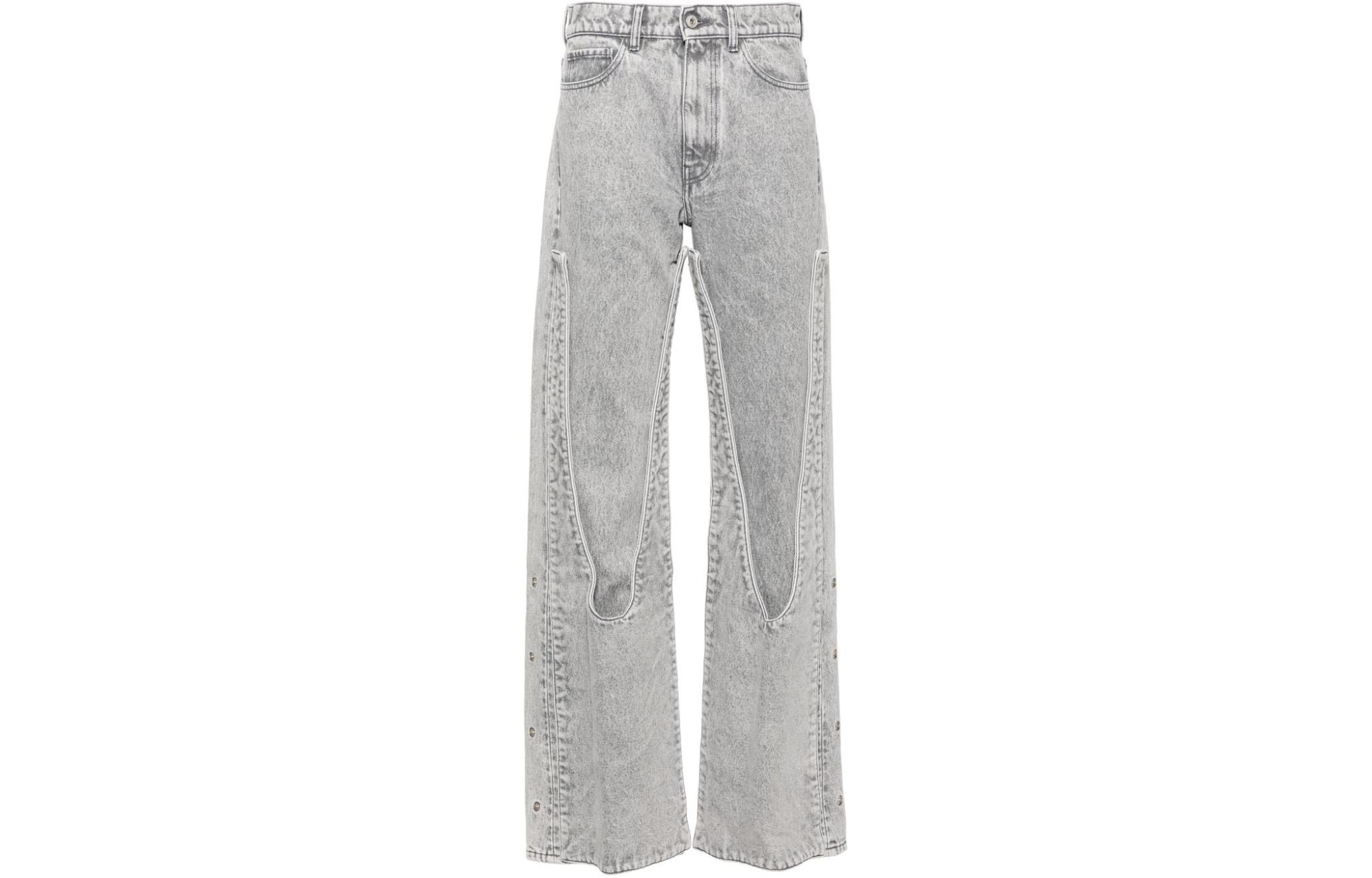 Order (W) Y/Project SS24 Jeans Abu-Abu Comfort Denim Potongan Lurus 107PA003-GREY