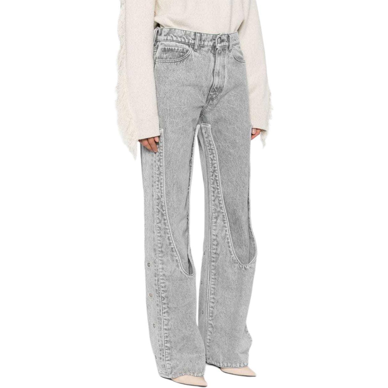 Shop (W) Y/Project SS24 Jeans Abu-Abu Comfort Denim Potongan Lurus 107PA003-GREY