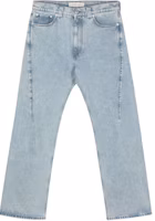 (Women) Y/Project YProject SS24 Ice Blue Pleated Logo Patch Comfort Jeans 5-Pocket Style 207PA002-BLUE (Women) Y/Project YProject SS24 Ice Blue Pleated Logo Patch Comfort Jeans 5-Pocket Style 207PA002-BLUE