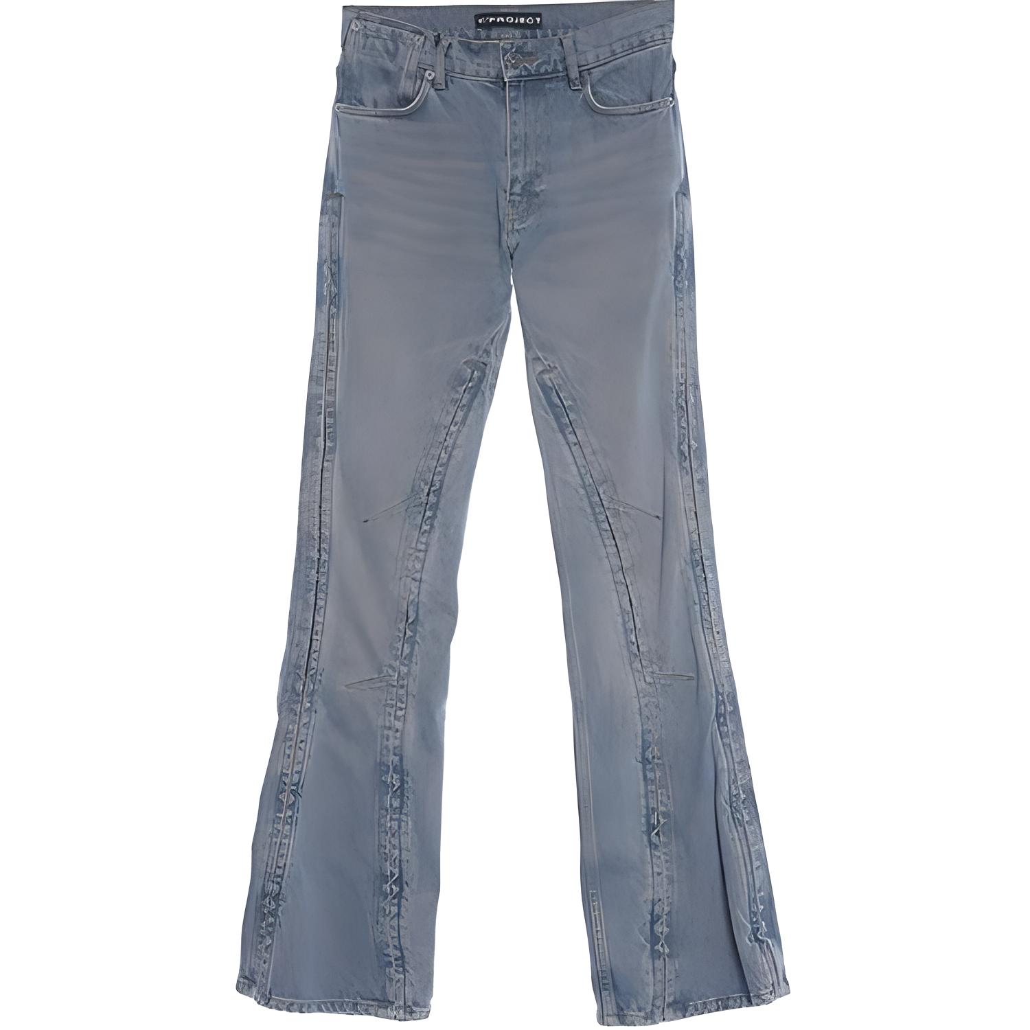 (Women) Y/Project YProject SS24  Light Grey Straight-Leg Casual Zipper Denim Jeans 107PA002D14