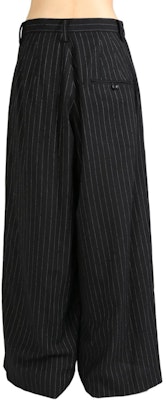 (W) ヨウジヤマモト 黒 ストライプ ワイドレッグ カジュアルパンツ ジッパー付き YB-P03-127-2 Lookbook (W) ヨウジヤマモト 黒 ストライプ ワイドレッグ カジュアルパンツ ジッパー付き YB-P03-127-2