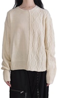 (Women) Yohji Yamamoto Knit Pullover Wool Sweater Off-White. FX-K19-197-1 (Women) Yohji Yamamoto Knit Pullover Wool Sweater Off-White. FX-K19-197-1