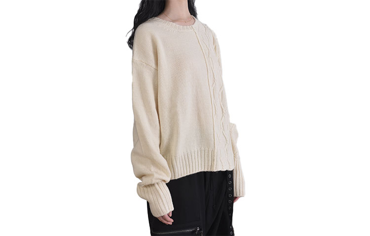 Shop (W) Yohji Yamamoto Knit Pullover Sweater Wol Off-White. FX-K19-197-1