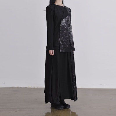 (W) Yohji Yamamoto Jaket Panjang Tipis Hitam FX-C03-409-1 Details for (W) Yohji Yamamoto Jaket Panjang Tipis Hitam FX-C03-409-1