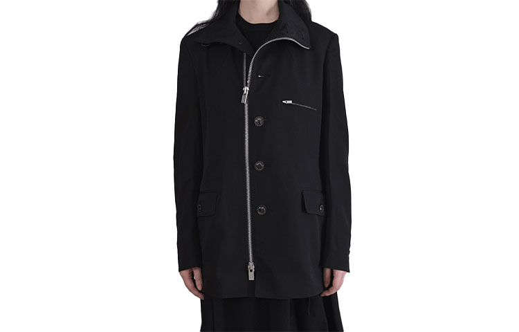 Order (W) ヨウジヤマモト FW21 ブラック ウール ジャケット ボタン＆ジッパー付き FX-J89-100-1