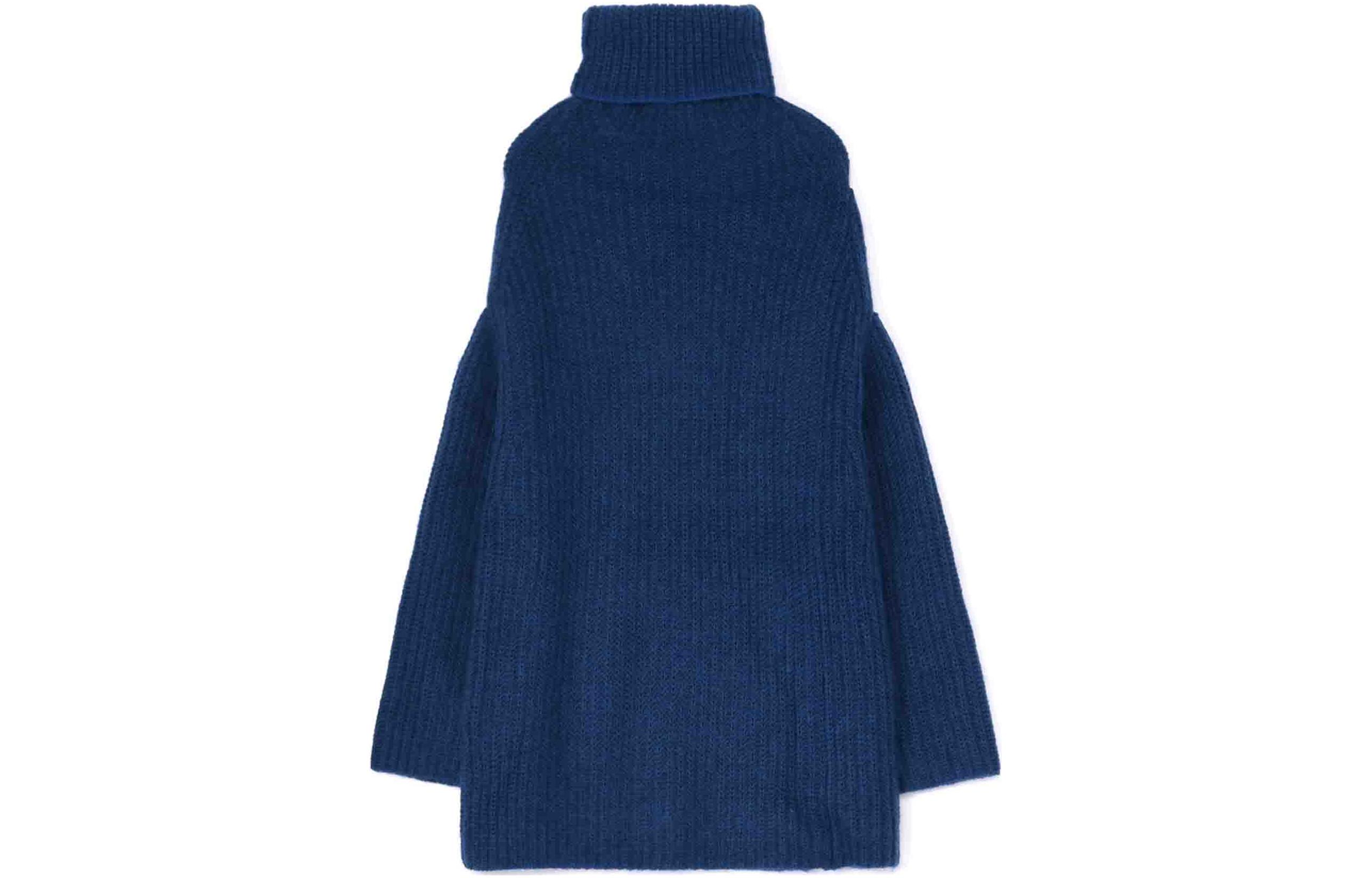 (Women) Yohji Yamamoto FW22  Blue Turtleneck Loose-Fit Sweater. FE-K26-985-1-02