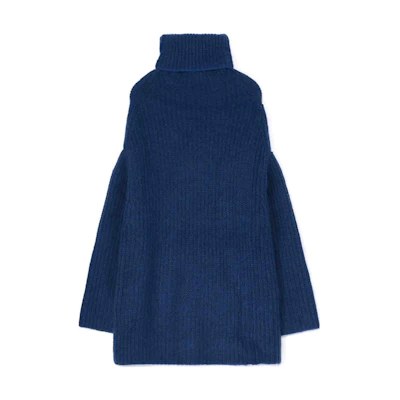 (Women) Yohji Yamamoto FW22 Blue Turtleneck Loose-Fit Sweater. FE-K26-985-1-02