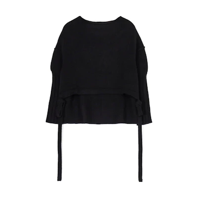 (Women) Yohji Yamamoto FW24 Oversized Black Crewneck Sweater. FB-K53-107-3