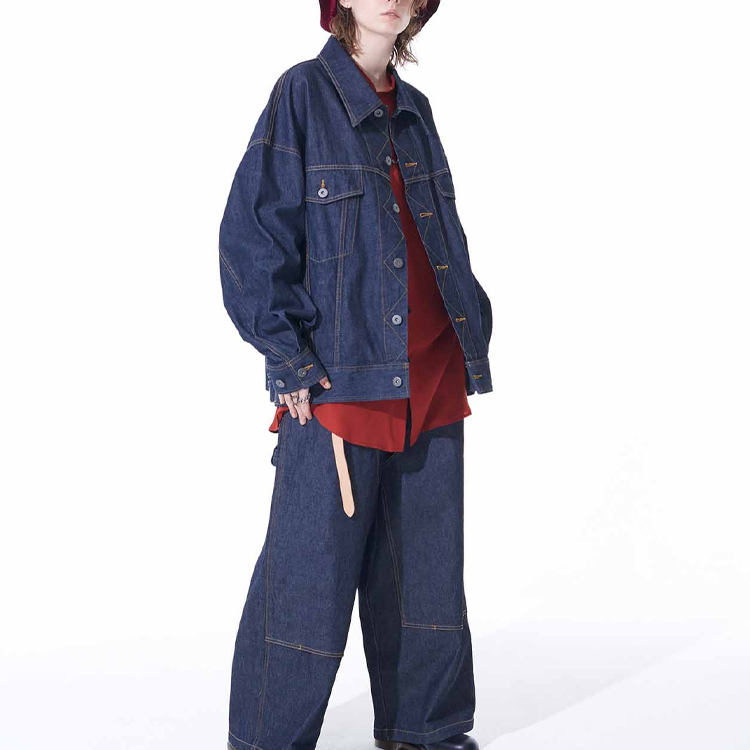 Shop (W) ヨウジヤマモト S''YTE SS23 ルーズフィット ボタン デニムジャケット デニムブルー UV-Y34-005-1-03