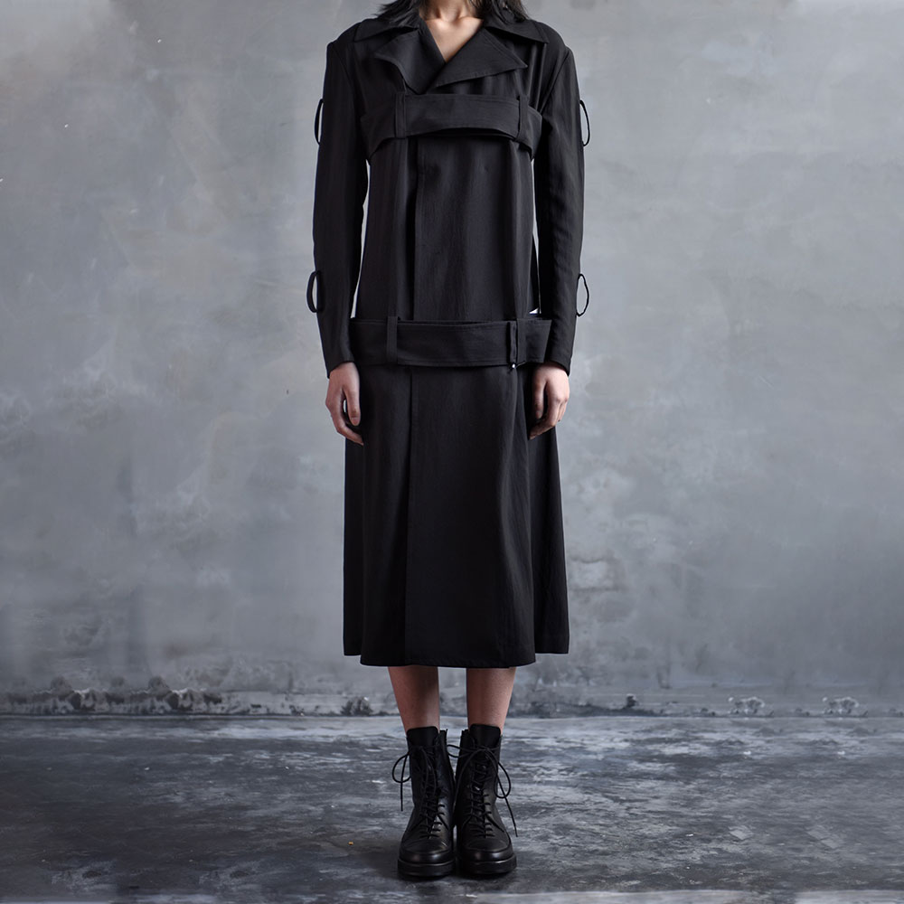 Shop (W) Yohji Yamamoto SS21 Long Belted Trench Coat Hitam. FD-J13-200