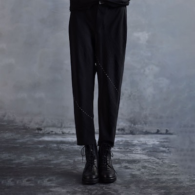 (W) ヨウジヤマモト SS21 シルバースレッド カジュアルパンツ ブラック FD-P21-200 Shop (W) ヨウジヤマモト SS21 シルバースレッド カジュアルパンツ ブラック FD-P21-200