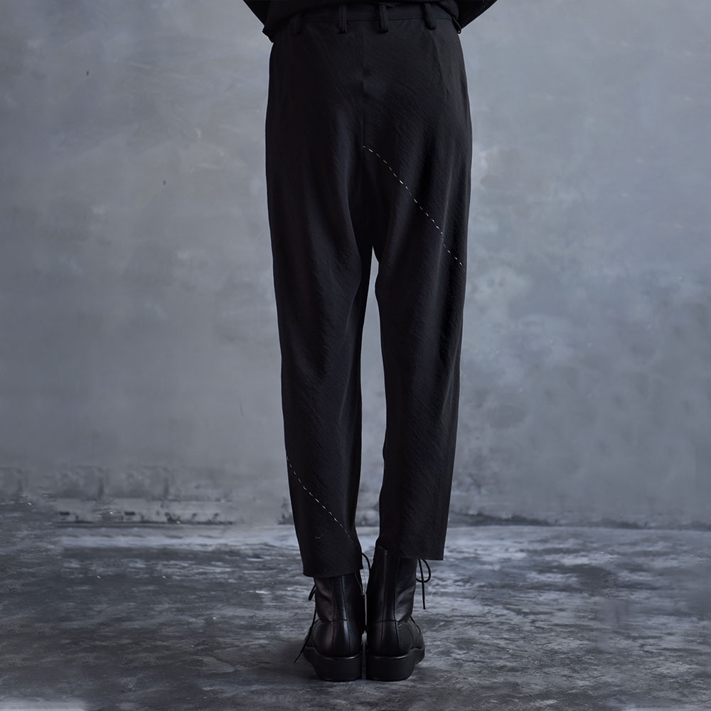 Purchase (W) ヨウジヤマモト SS21 シルバースレッド カジュアルパンツ ブラック FD-P21-200