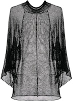 (Women) Yohji Yamamoto SS22 Black Asymmetric Mesh Knit Long Sleeve Top. FG-K34-381 (Women) Yohji Yamamoto SS22 Black Asymmetric Mesh Knit Long Sleeve Top. FG-K34-381