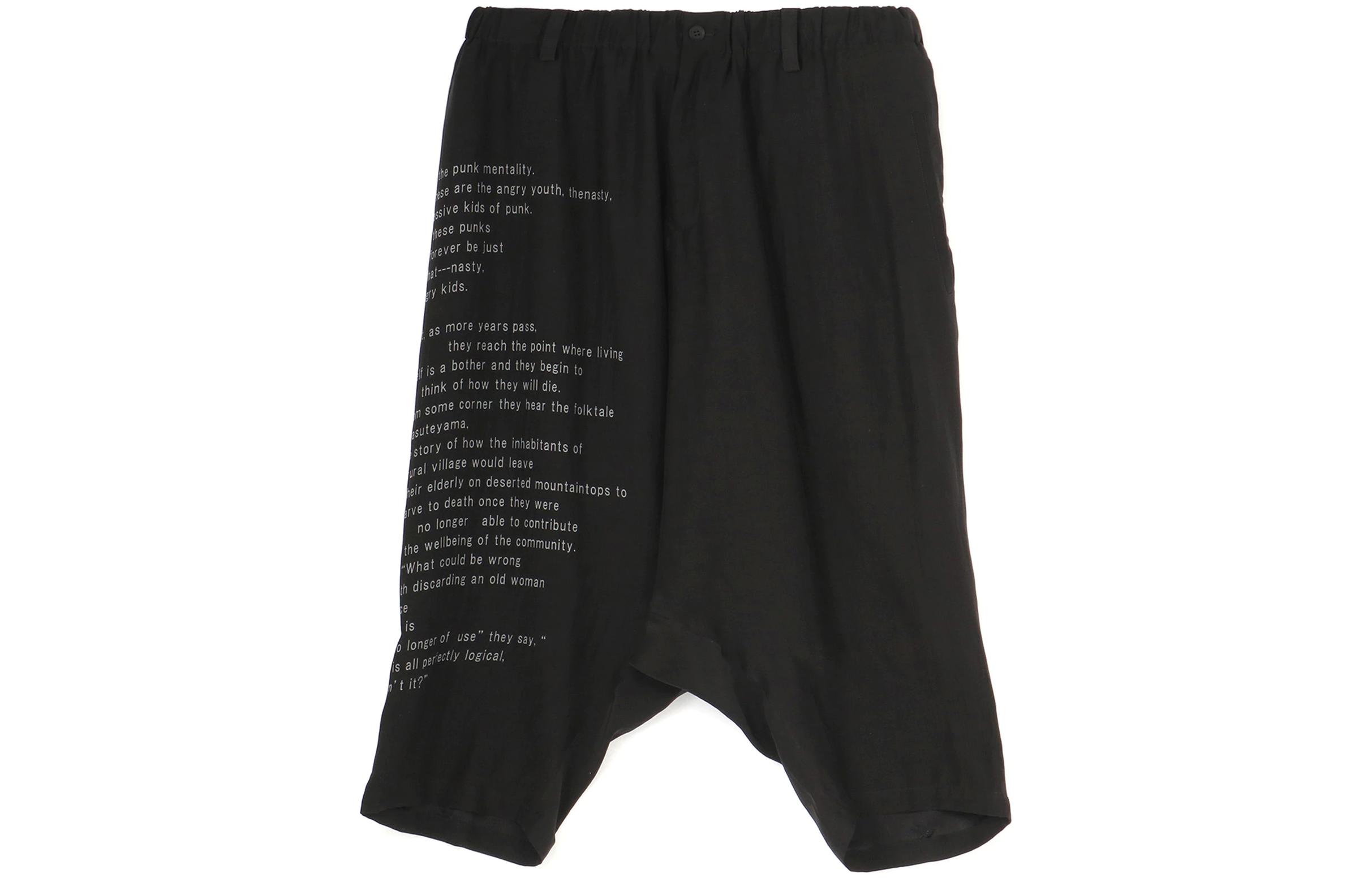 Order (W) ヨウジヤマモト SS22 ブラックパンツ 右足レタープリント付き FG-P83-411-1
