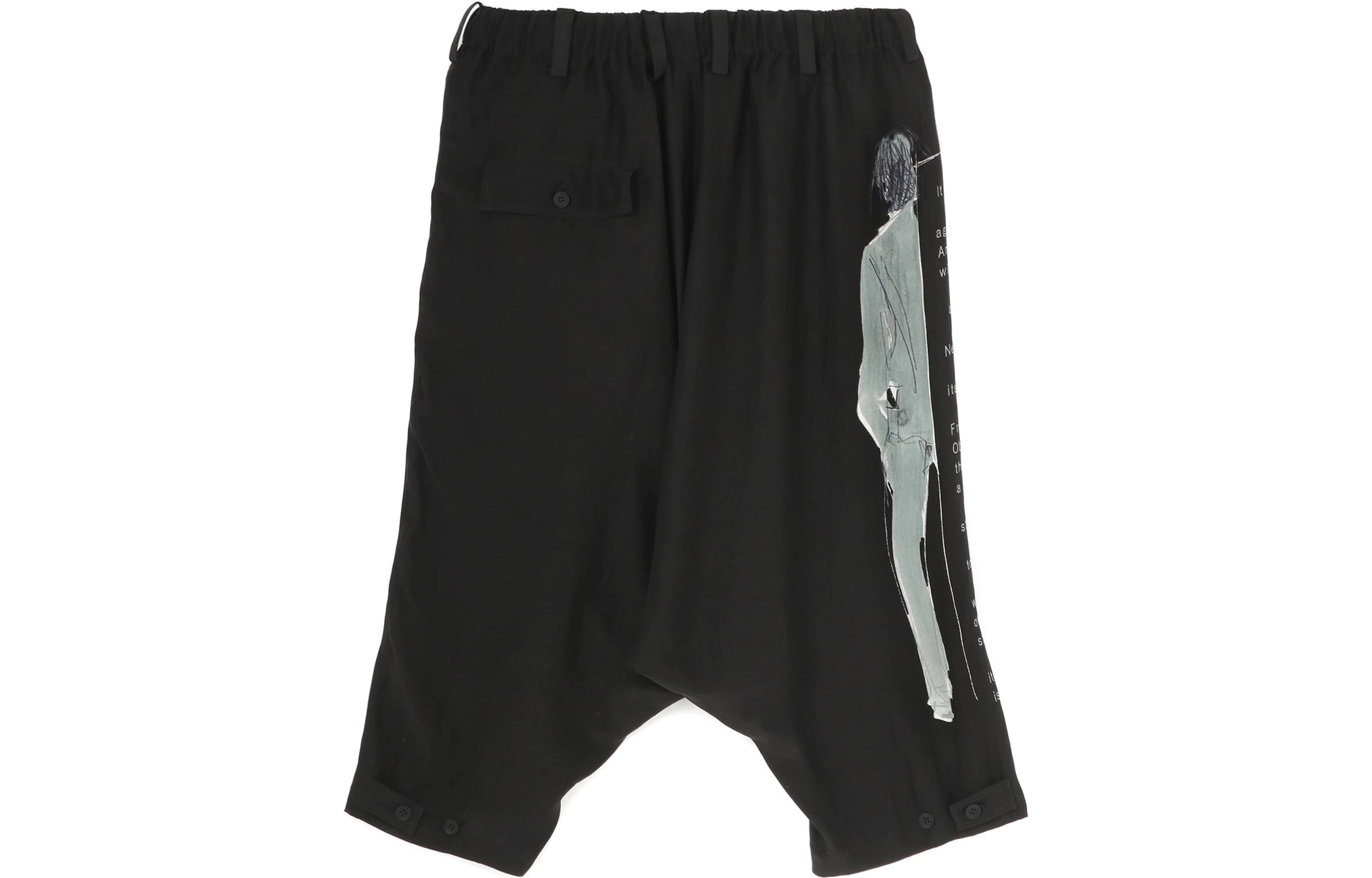 Lookbook (W) ヨウジヤマモト SS22 ブラックパンツ 右足レタープリント付き FG-P83-411-1