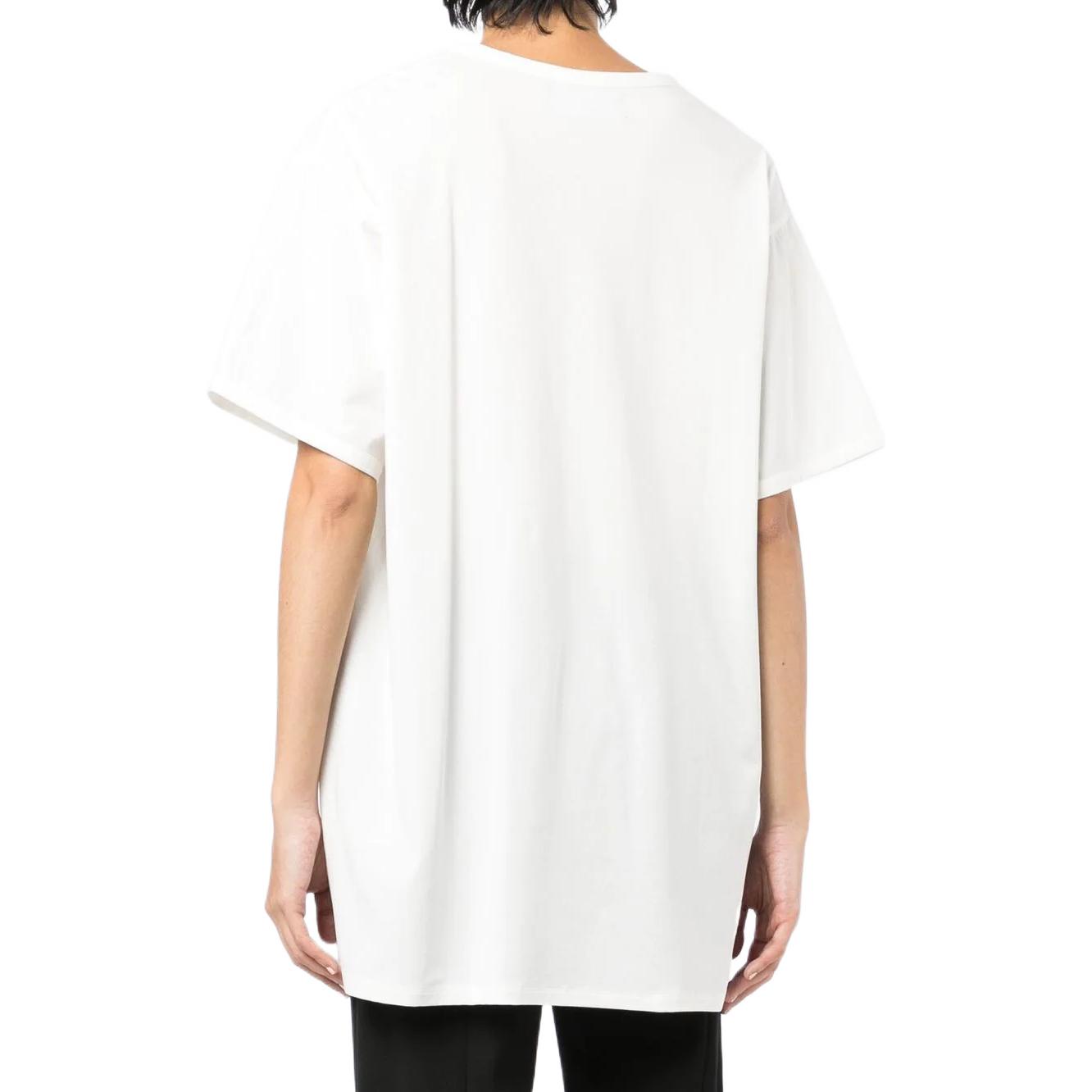 Purchase (W) ヨウジヤマモト SS22 ホワイト グラフィック スローガンプリント カジュアルTシャツ FG-T63-274