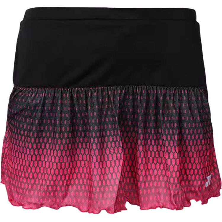 (Women) Yonex Breathable Badminton Skirt Black Red Gradient for Sports & Training 2620-007