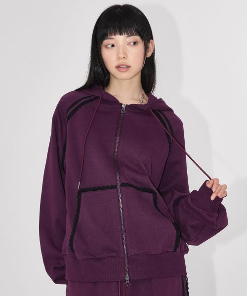 Purchase (Women) Yoohee [Anedain X Yuhee] Lace Trimmed Purple Hooded Zip-Up YHHZGC004PU