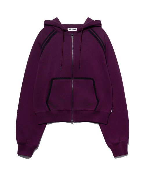 Details for (Women) Yoohee [Anedain X Yuhee] Lace Trimmed Purple Hooded Zip-Up YHHZGC004PU