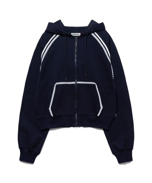 Details for (Women) Yoohee [Anedit X Yuhee] Lace-Trimmed Hooded Zip-Up Jacket - Navy YHHZGC004NA