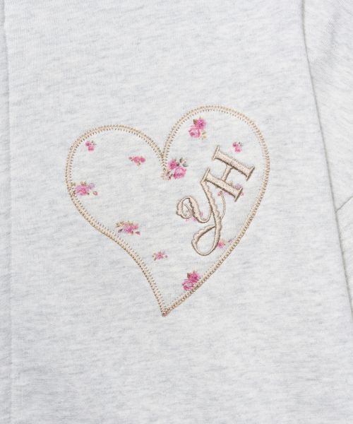 Sizing (Women) Yoohee [Jooyoung X Youhee] Heart Applique Hood Zip-Up Light Grey Hoodie YHHZGC001LG