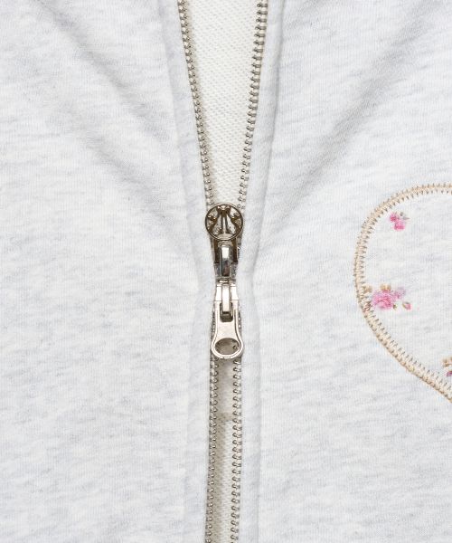 Cheap (Women) Yoohee [Jooyoung X Youhee] Heart Applique Hood Zip-Up Light Grey Hoodie YHHZGC001LG