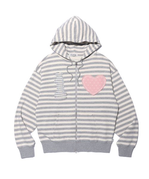 Shop (W) 유희 아이 러브 아플리케 후드 집업 멜란지 그레이 후디 YHHZFC001MG