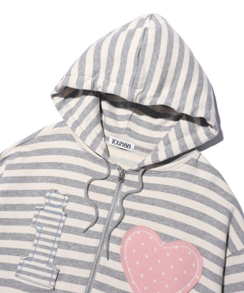 Purchase (W) 유희 아이 러브 아플리케 후드 집업 멜란지 그레이 후디 YHHZFC001MG