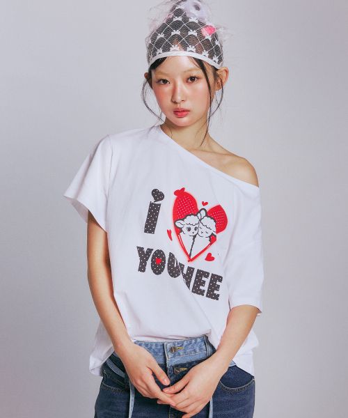 (Women) YOOHEE I Love Off-Shoulder T-Shirts White YHSTGA004WH
