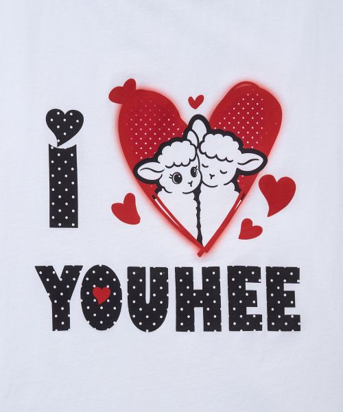 Shop (W) 유희 아이러브 오프숄더 티셔츠 화이트 YHSTGA004WH