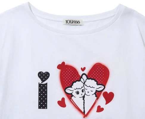 (W) 유희 아이러브 오프숄더 티셔츠 화이트 YHSTGA004WH Purchase (W) 유희 아이러브 오프숄더 티셔츠 화이트 YHSTGA004WH
