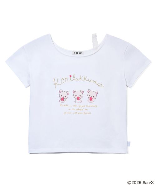 Lookbook (Women) Yoohee Korilakkuma White Lace Off-Shoulder T-Shirt YHSTGB083WH