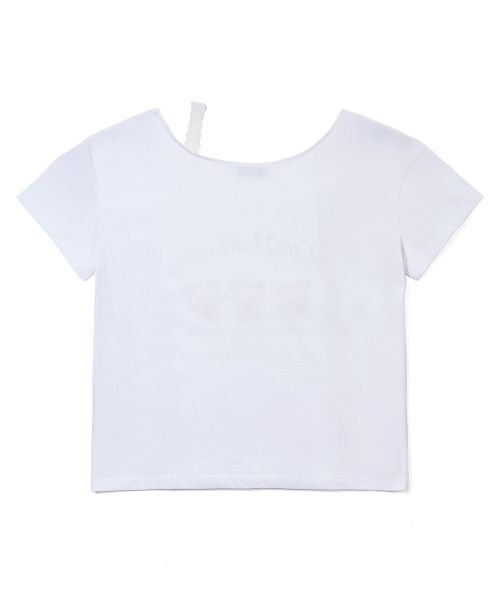 Shop (Women) Yoohee Korilakkuma White Lace Off-Shoulder T-Shirt YHSTGB083WH