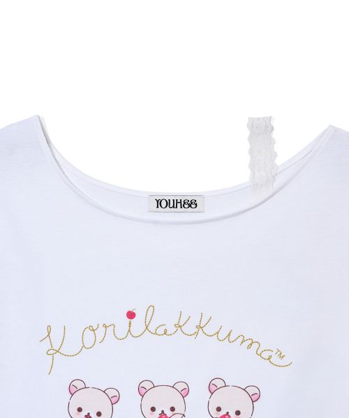 Purchase (Women) Yoohee Korilakkuma White Lace Off-Shoulder T-Shirt YHSTGB083WH