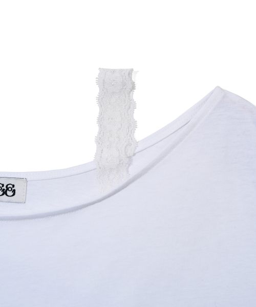 Sizing (Women) Yoohee Korilakkuma White Lace Off-Shoulder T-Shirt YHSTGB083WH