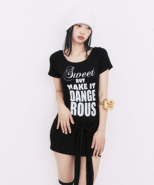 (Women) Yoohee Lettering Wrap Dress Black YHOPGB002BK