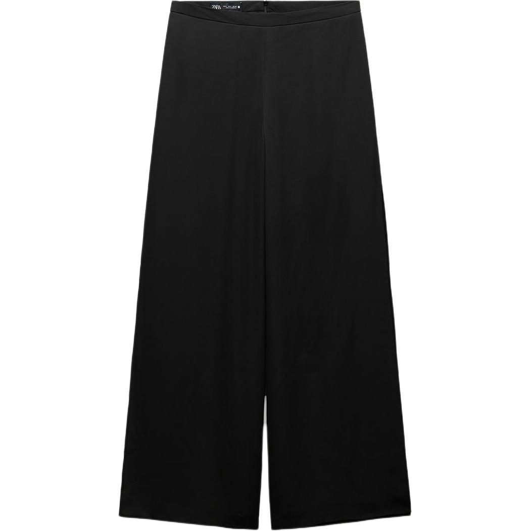 (Women) ZARA  High-Waist Black Wide-Leg Casual Pants 4387236-800