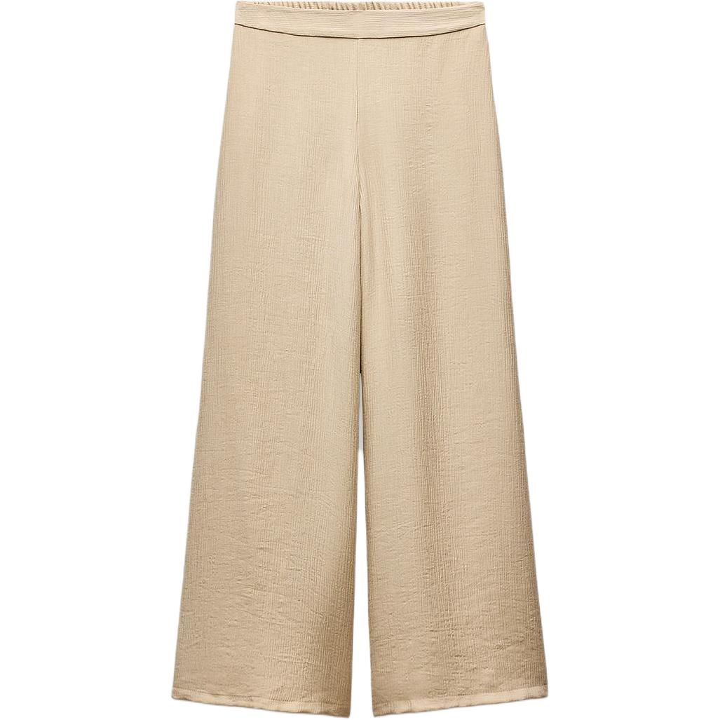 (Women) ZARA  High-Waisted Loose Wide-Leg Pants Beige 3897059-711
