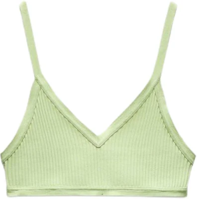 (Women) ZARA Solid Ribbed Cropped Camisole - Green 0085830-506 Buy (Women) ZARA Solid Ribbed Cropped Camisole - Green 0085830-506
