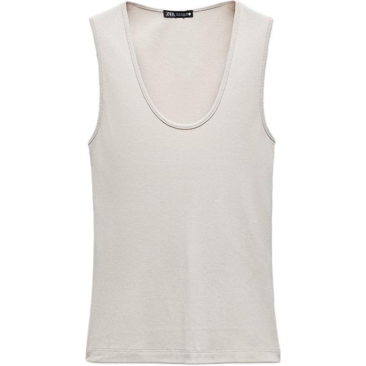 (Women) ZARA  White Sleeveless Pullover Tank Top - Minimalist & Comfortable. 4174452-942