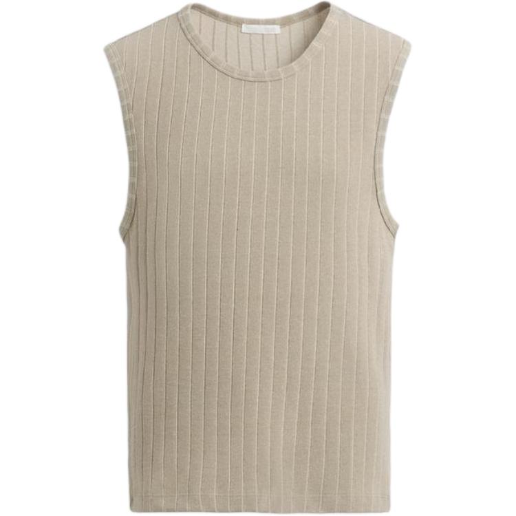(Women) ZARA Minimalist Ribbed Tank Top Beige - Stylish & Versatile. 5644839-710