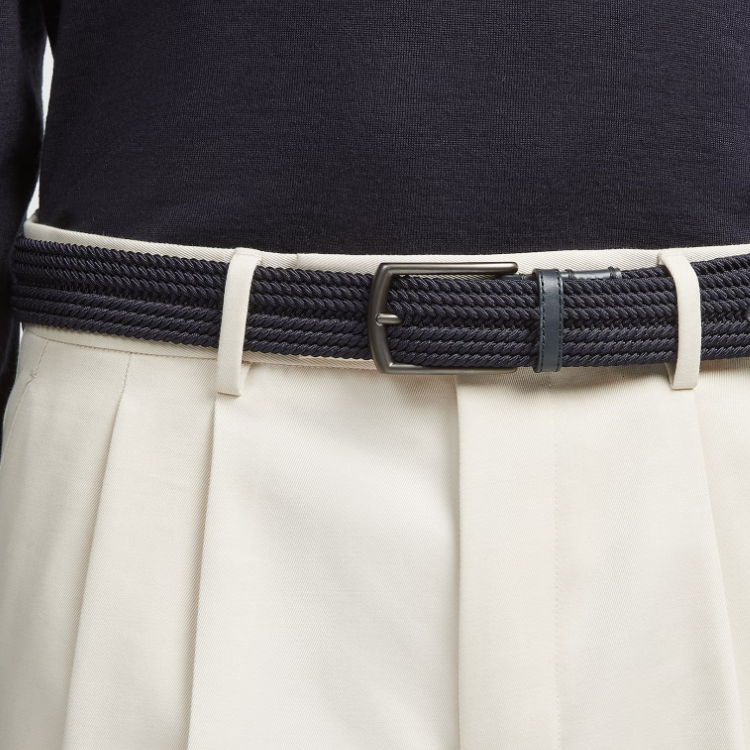 Lookbook (W) Zegna 海軍藍編織皮革腰帶附針扣 3.2CM LHTECB024CZNAV