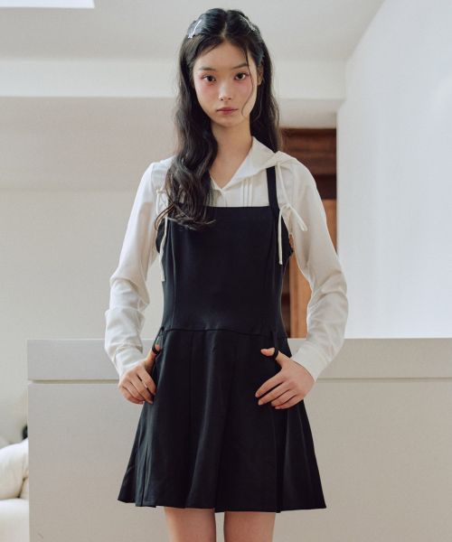 Lookbook (Women) Zero Planet Dalin Bustier Pleated Mini Dress [BLACK] Z25FDR04BK