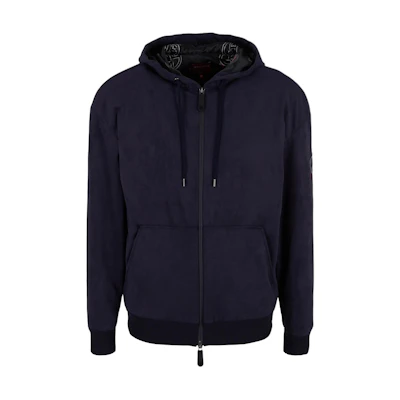 "Year of the Dragon" Giorgio Armani SS24 Navy Hoodie Jacket with Dragon Embroidery GM000069A-F10165-UB142