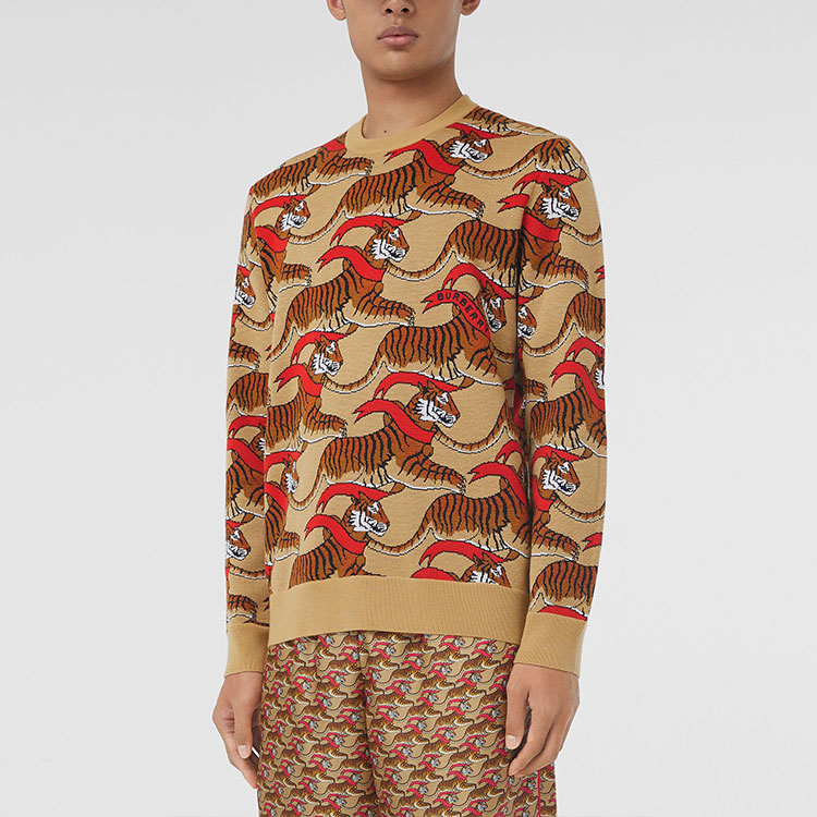 Details for 【虎年限定版】Burberry虎纹针织衫 蜜糖米色男装 80513141